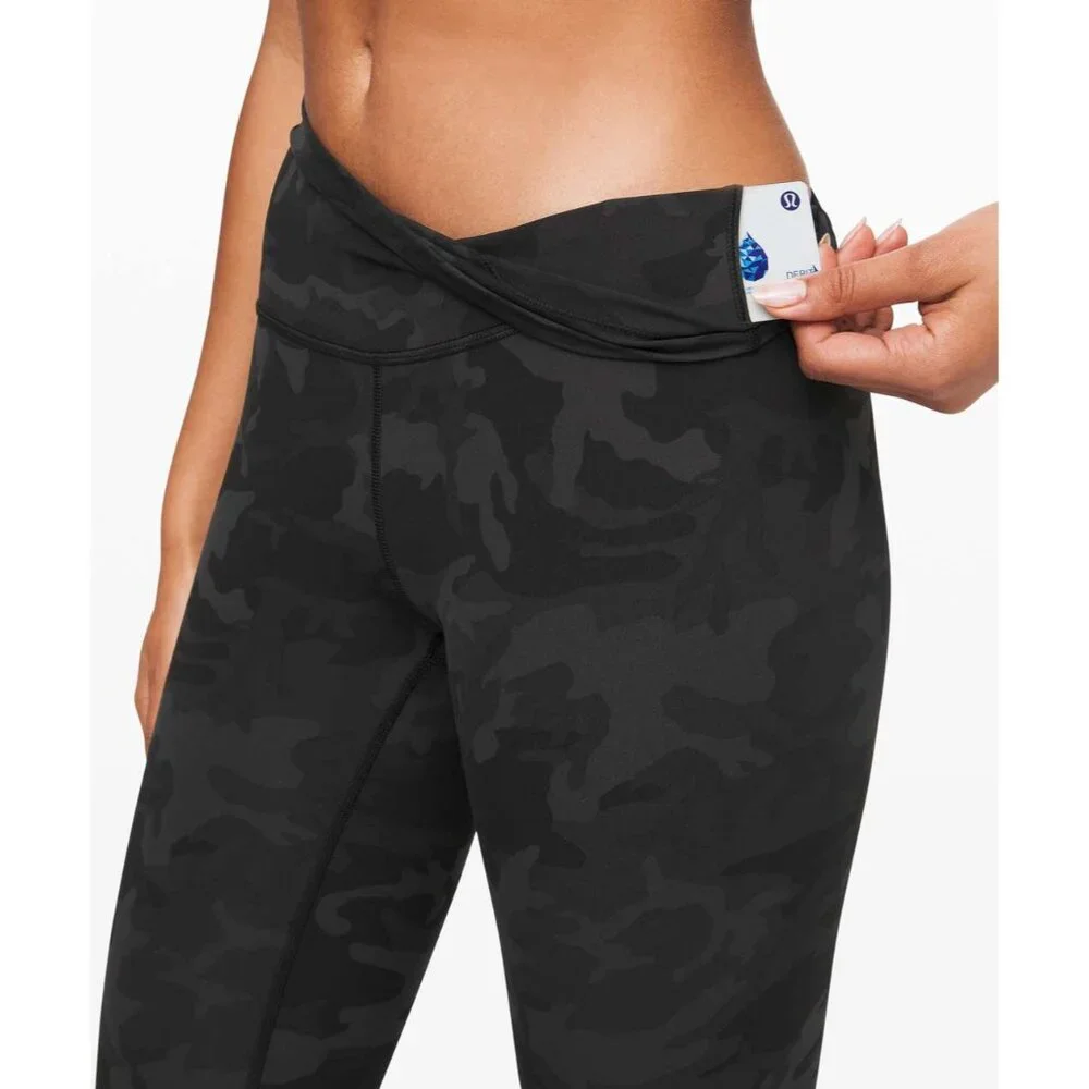 Lululemon Wunder Train High-Rise Crop Athletic Leggings Black Gray Camo Sz 4 - Picture 5 of 8